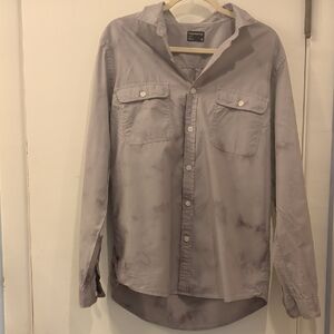 Frank And Oak Tie Dye Gray Button-Up Shirt